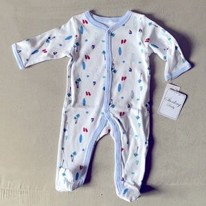 Nautical NWT footed pajamas nautical surfboards boats NWT smoke free 6mo